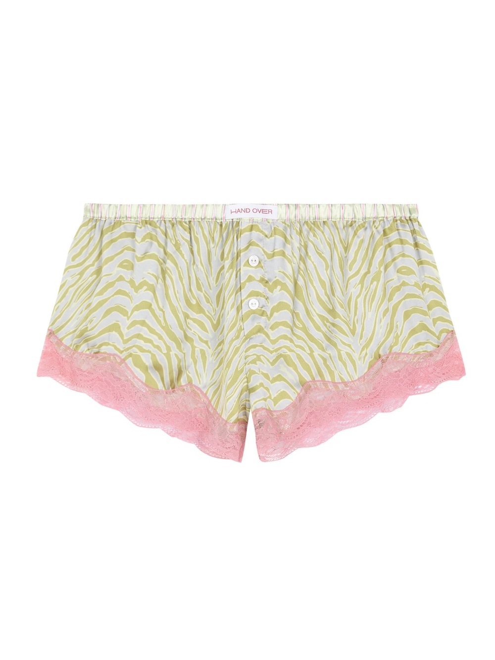NWT Hand Over Sandro Shorts in Pink Lime Zebra Print Lace Silky Pajama Intimates